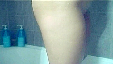 Amateur Brunette DP Masturbation with Dildo and Fingering in Shower Playtime 2