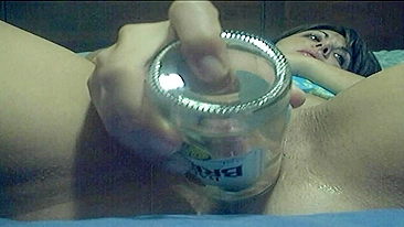 Homemade Masturbation Orgasm with Teen Bottle Fucking and Dildo!