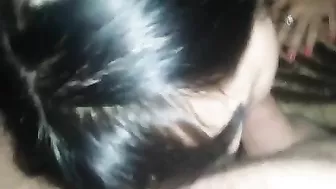 MILF Masturbates while Sucking Amateur BJ with Hairy Pussy