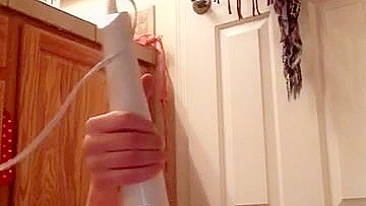 Amateur Brunette Cums with Magic Wand & Small Tits in Homemade Masturbation Video
