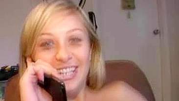 Amateur Blonde College Girl Masturbates with Dildo while on Phone - Petite Shaved Skinny Small Tits Teen