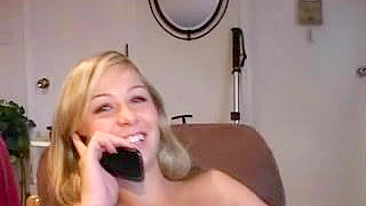 Amateur Blonde College Girl Masturbates with Dildo while on Phone - Petite Shaved Skinny Small Tits Teen