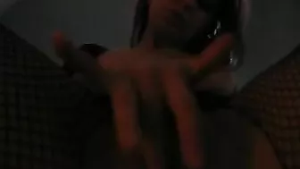 Fishnet Finger Fun - College Couple Amateur Masturbation