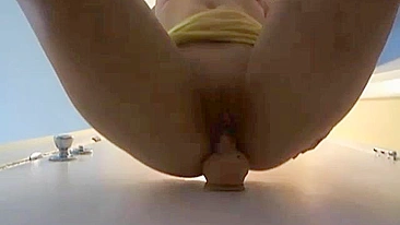 Masturbating with Shaved Pussy & Sex Toys  -Dildo Ride