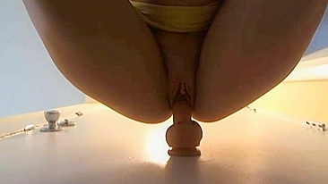 Masturbating with Shaved Pussy & Sex Toys  -Dildo Ride