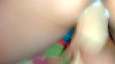 Girlfriend Homemade Masturbation with Big Dildos and Creamy Pussy