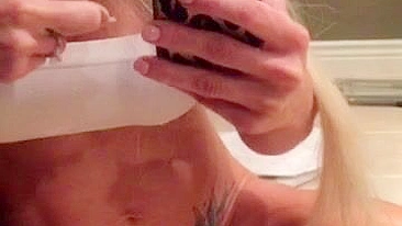 Masturbating with Sex Toys - Amateur Blonde Buff Girl Fucks Herself with Dildo!