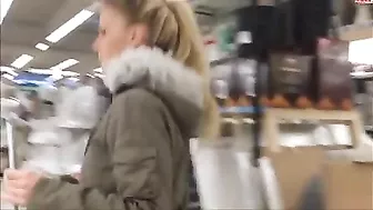 Exhibitionist Blonde Masturbates in Public with Pantyhose and Stockings!