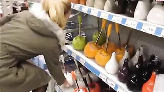 Exhibitionist Blonde Masturbates in Public with Pantyhose and Stockings!