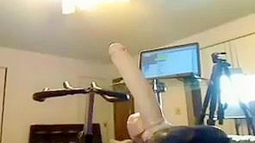 Blonde Amateur Masturbates with Big Dildo on Homemade Sex Machine