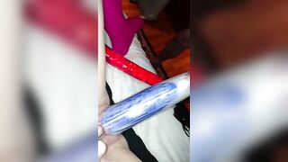 Chubby Nympho Homemade Masturbation with Huge Dildo and Baseball Bat!