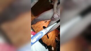 Chubby Nympho Homemade Masturbation with Huge Dildo and Baseball Bat!