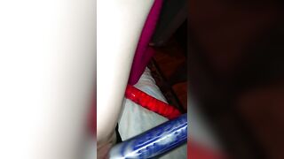 Chubby Nympho Homemade Masturbation with Huge Dildo and Baseball Bat!