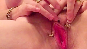 Masturbating with Pierced Wet Pussy / Busty Amateur Wife Homemade Video