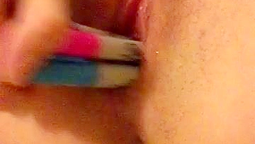 Homemade Masturbation with Shaved Pussy and Dildo Fun!