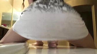 Amateur Pornstar Masturbates with Big Ass and Dildo in Bathroom