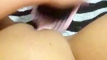 College Amateur Masturbates with Dildo and Hairbrush at Home