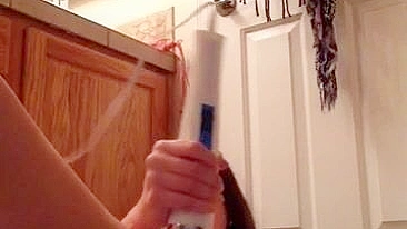 College Brunette Homemade Masturbation with Magic Wand and Dildo