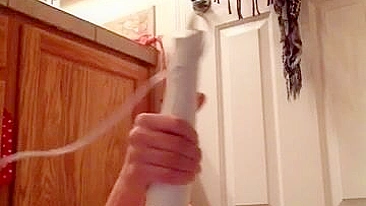 College Brunette Homemade Masturbation with Magic Wand and Dildo