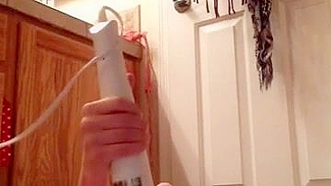 College Brunette Homemade Masturbation with Magic Wand and Dildo