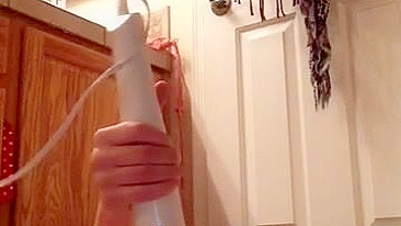 College Brunette Homemade Masturbation with Magic Wand and Dildo