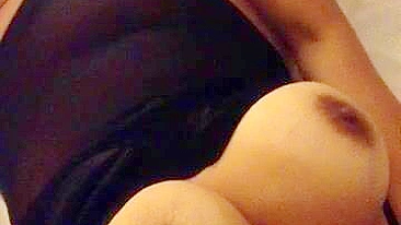 Brunette MILF with Big Natural Tits Masturbates with Dildo in Homemade Selfie