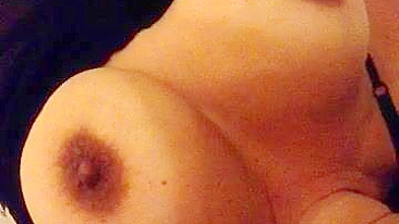 Brunette MILF with Big Natural Tits Masturbates with Dildo in Homemade Selfie