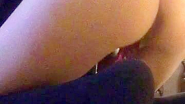 Tight Ass Amateur Teen Masturbates with Dildo & Socks in Homemade Orgasm