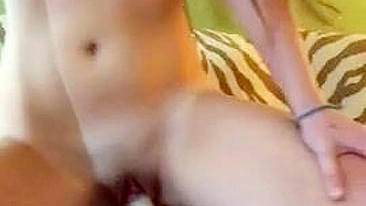 Teen Tight Shaved Pussy Masturbates with Dildo before Parents Come Home!