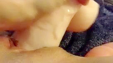Massive Masturbation with Shaved Pussy & Huge Pinky Dildos