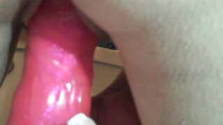 MILF Masturbates with Pink Dildo in Homemade Amateur Fuck Video