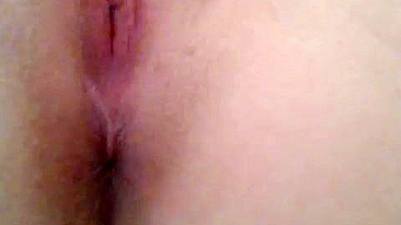 Fat Pussy Masturbates with Glasses and Shaved Lips