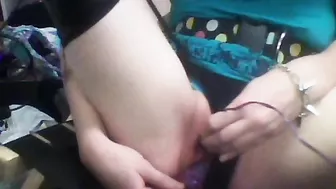 Amateur Masturbates with Dildo & Moans in Stockings during Webcam Orgasm