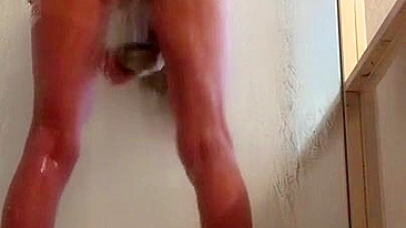 Skinny Amateur Tight Legs & Ass Masturbate w/ Dildo in Shower - Orgasmic Pleasure!