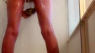 Skinny Amateur Tight Legs & Ass Masturbate w/ Dildo in Shower - Orgasmic Pleasure!