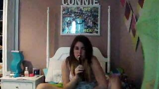 Chubby College Teen Homemade Masturbation with Dildo & Orgasm