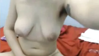 Masturbating Teen with Hairy Bush and Big Tits in Homemade Webcam Video