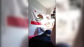 Amateur Brunette College Girl Masturbates with Dildo & Skinny Petite Teen Tits