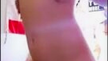 Amateur Brunette College Girl Masturbates with Dildo & Skinny Petite Teen Tits