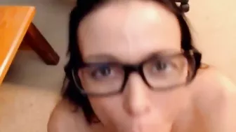 Glasses & Dildos - Amateur Brunette Masturbates on Webcam!
