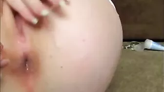 Masturbating with Sex Toys in Lace Panties and Stockings