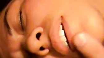 Massive Cum Shot on Fat Latina Masturbator Face!