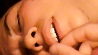 Massive Cum Shot on Fat Latina Masturbator Face!