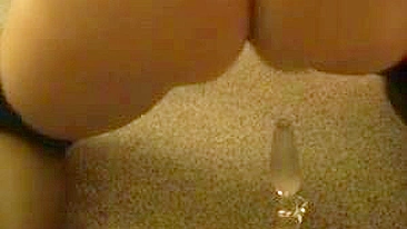 Amateur Brunette Masturbates with Dildo in Pantyhose and Stockings