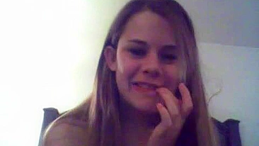 Petite Brunette College Teen Fingering Herself with Dildo on Webcam