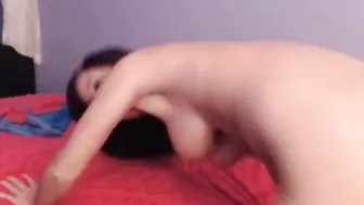 Amateur Brunette Masturbates with Big Boobs & Dildo on Webcam!