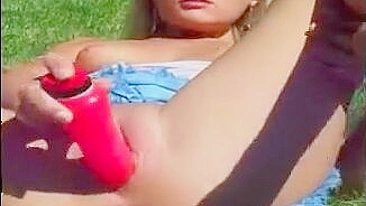 Blonde Exhibitionist Public Dildo Masturbation in Small Tits Amateur Porn!