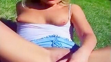 Blonde Exhibitionist Public Dildo Masturbation in Small Tits Amateur Porn!