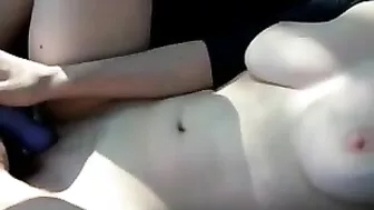 Busty Amateur GF Masturbates in Car with BF!
