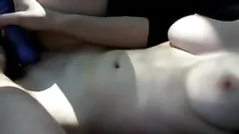 Busty Amateur GF Masturbates in Car with BF!